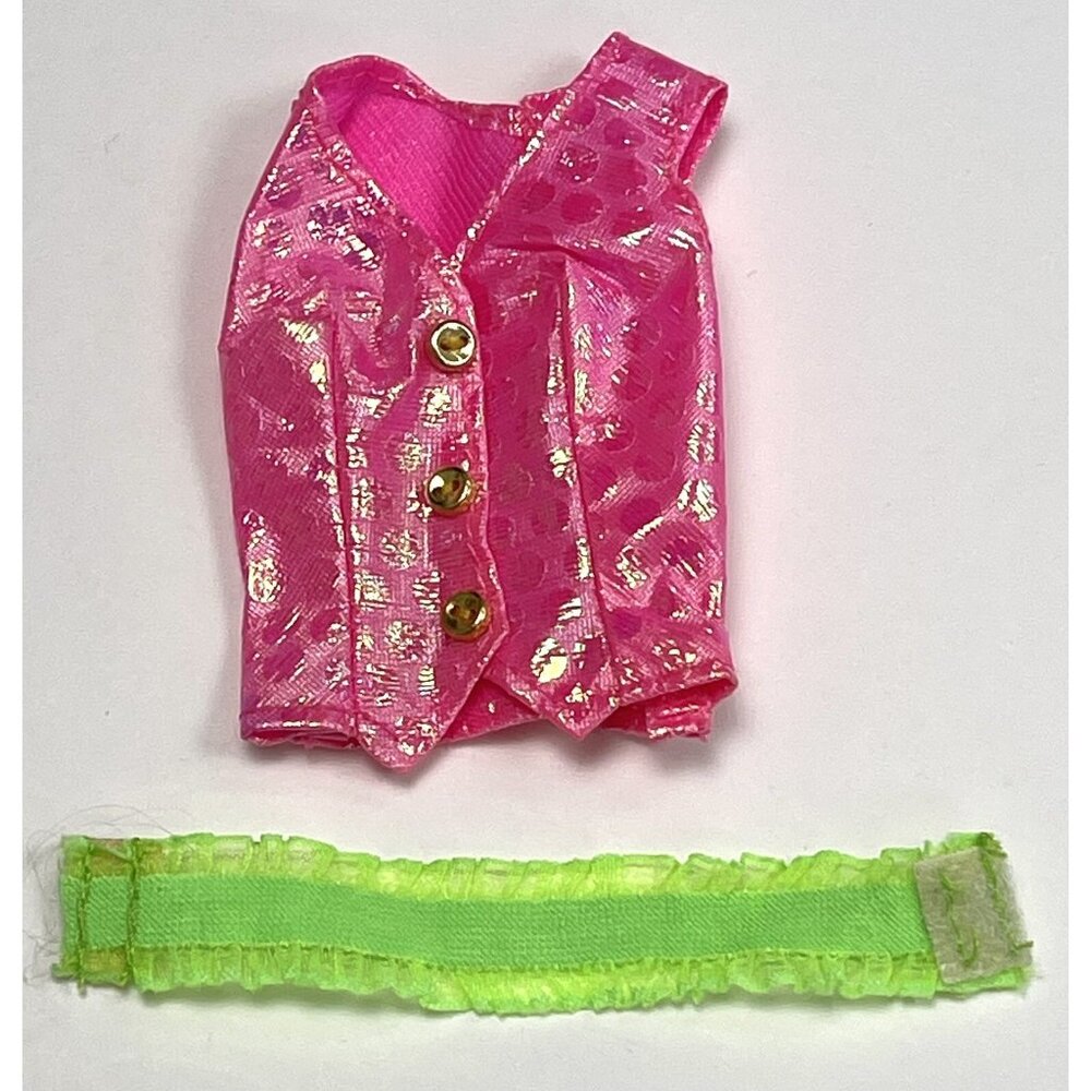 VTG 1994 MATTEL Cut And Style Barbie REPLACEMENT Pink VEST & Green HAIR BAND EUC